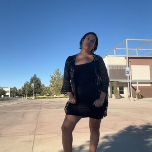 Xhilaration Black Floral Lace Kimono